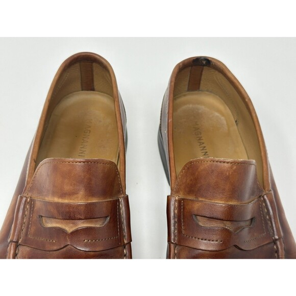 Magnanni Men’s Marbled Cognac Leather Loafers Shoes Made In Spain Size 9.5 READ main image 13